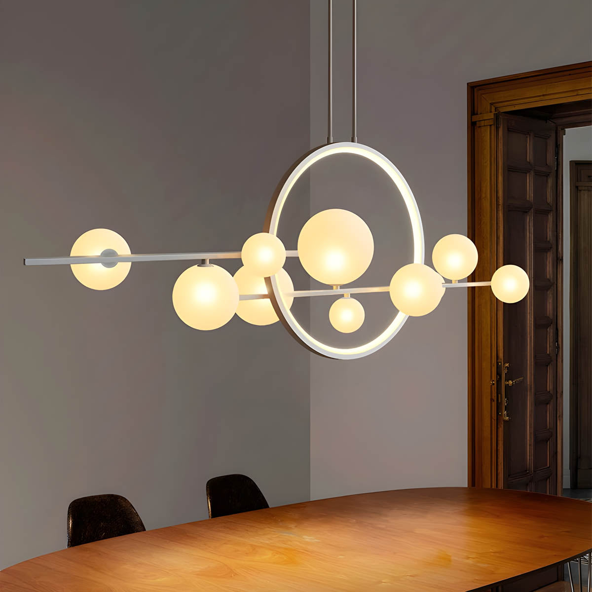 Modern LED Ceiling Chandelier  Floating Glass Spheres Design - Product showcase