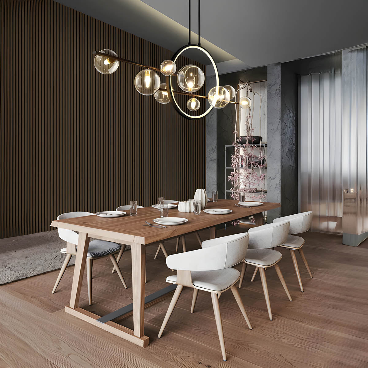 Modern LED Ceiling Chandelier  Floating Glass Spheres Design - Product example