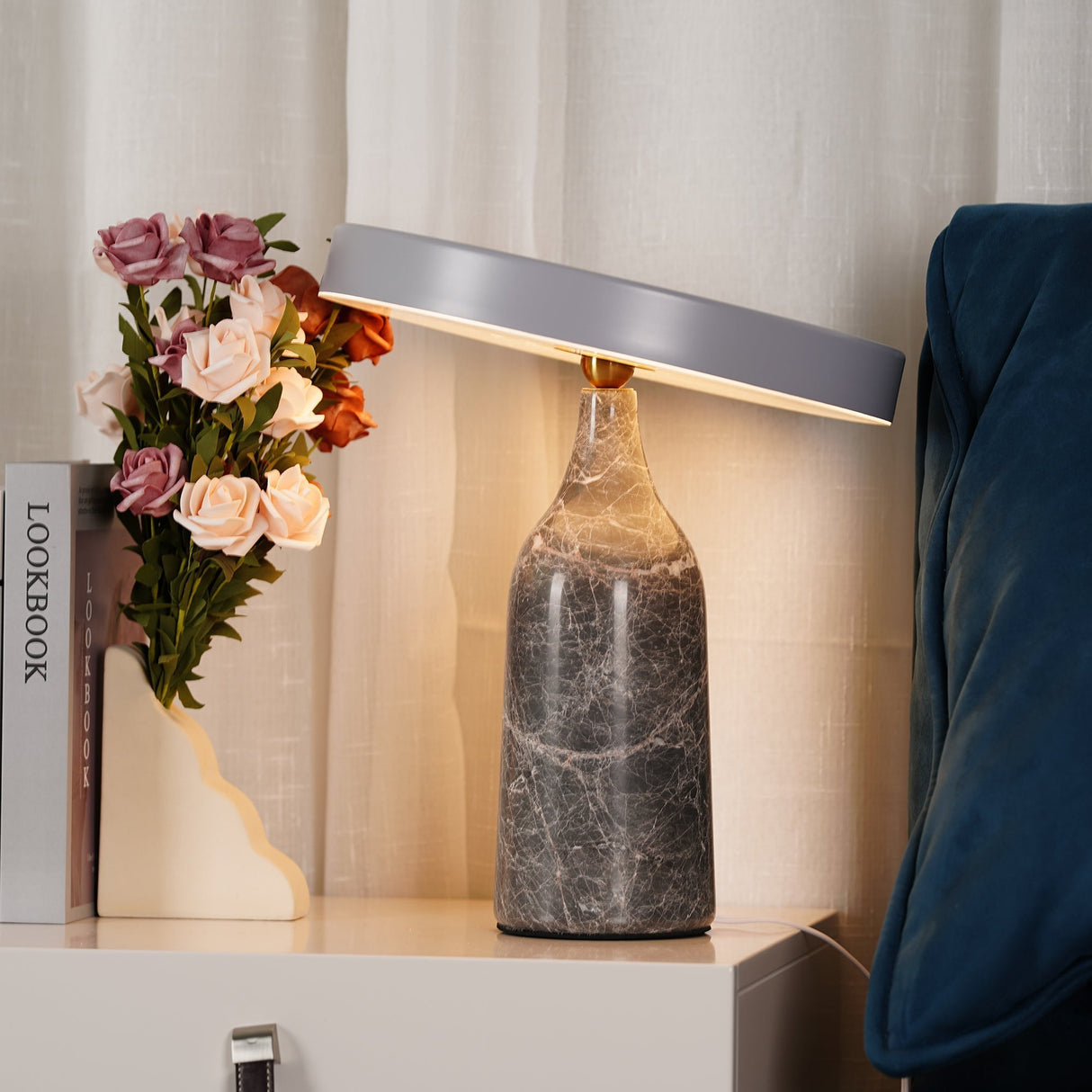 Modern Marble Table Lamp Adjustable Metal Shade - Product example