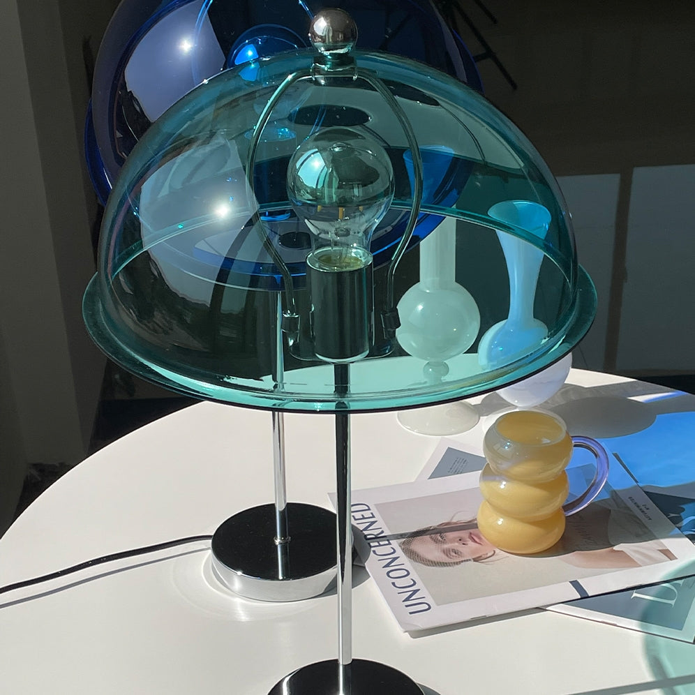 Modern Table Lamp Aqua Dome Shade With Chrome Base - Product detail 13