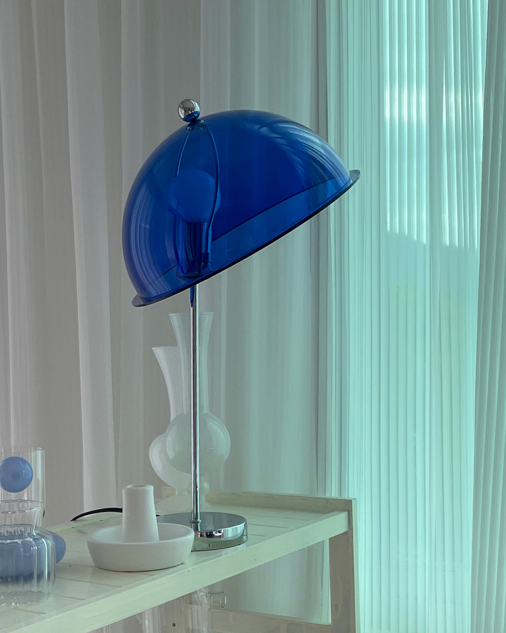 Modern Table Lamp Aqua Dome Shade With Chrome Base - Product detail 32