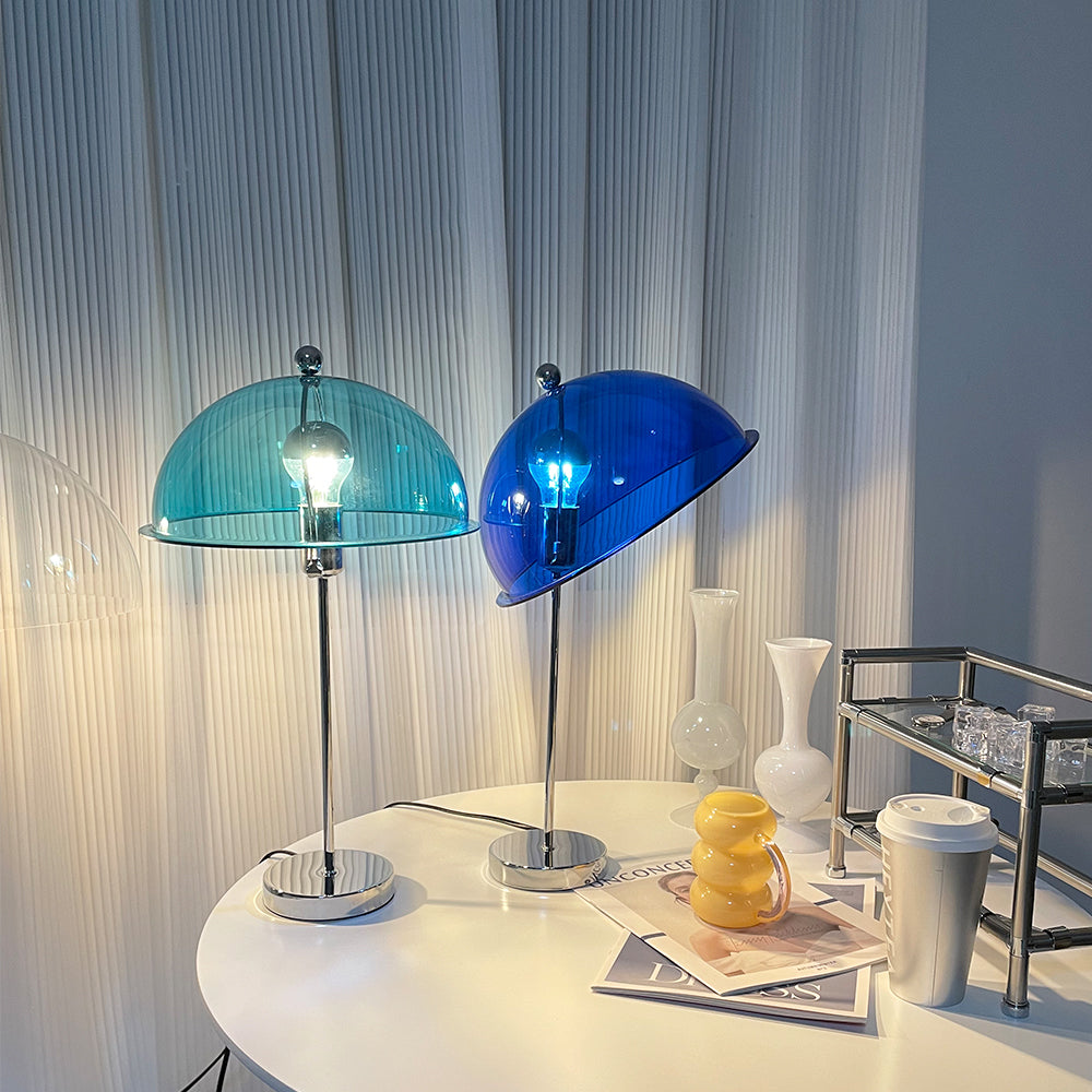 Modern Table Lamp Aqua Dome Shade With Chrome Base - Product detail 17