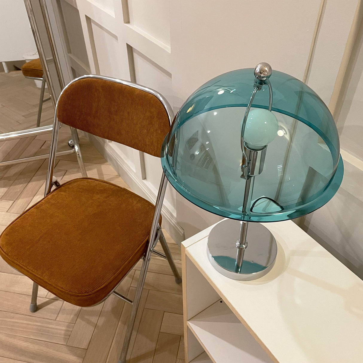 Modern Table Lamp Aqua Dome Shade With Chrome Base - Product detail 18