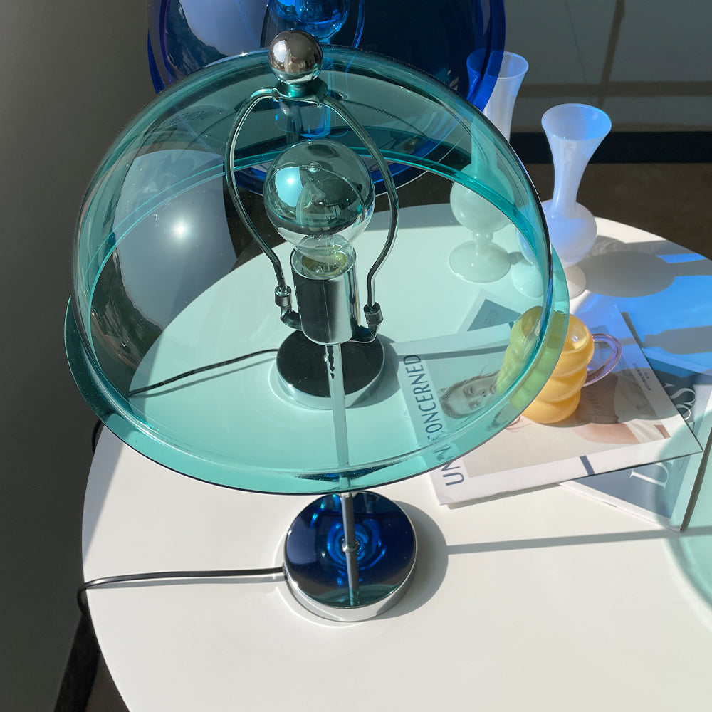 Modern Table Lamp Aqua Dome Shade With Chrome Base - Product detail 7