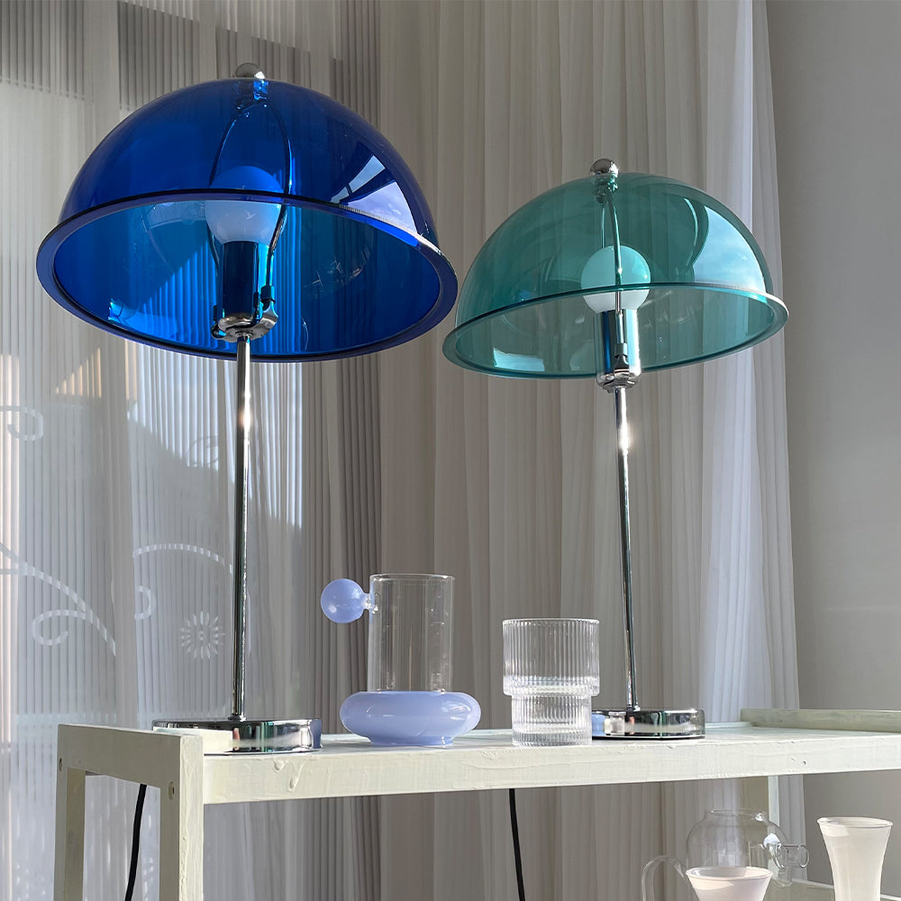 Modern Table Lamp Aqua Dome Shade With Chrome Base - Product detail 8