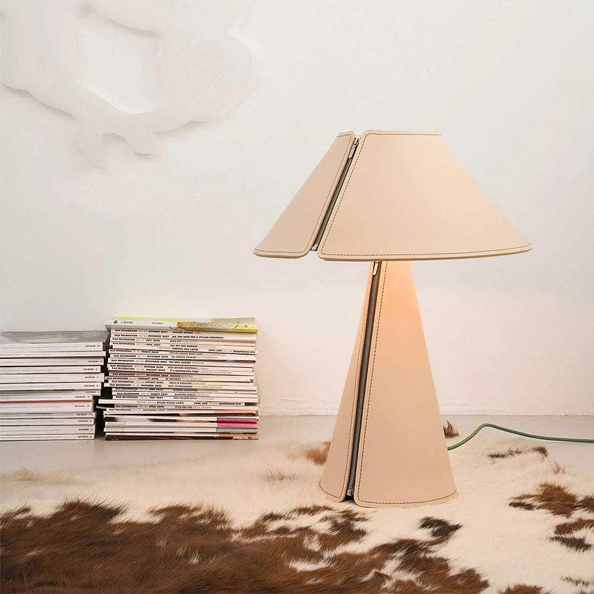 Modern Leather Table Lamp  Zipper Detail Design - Detailed view