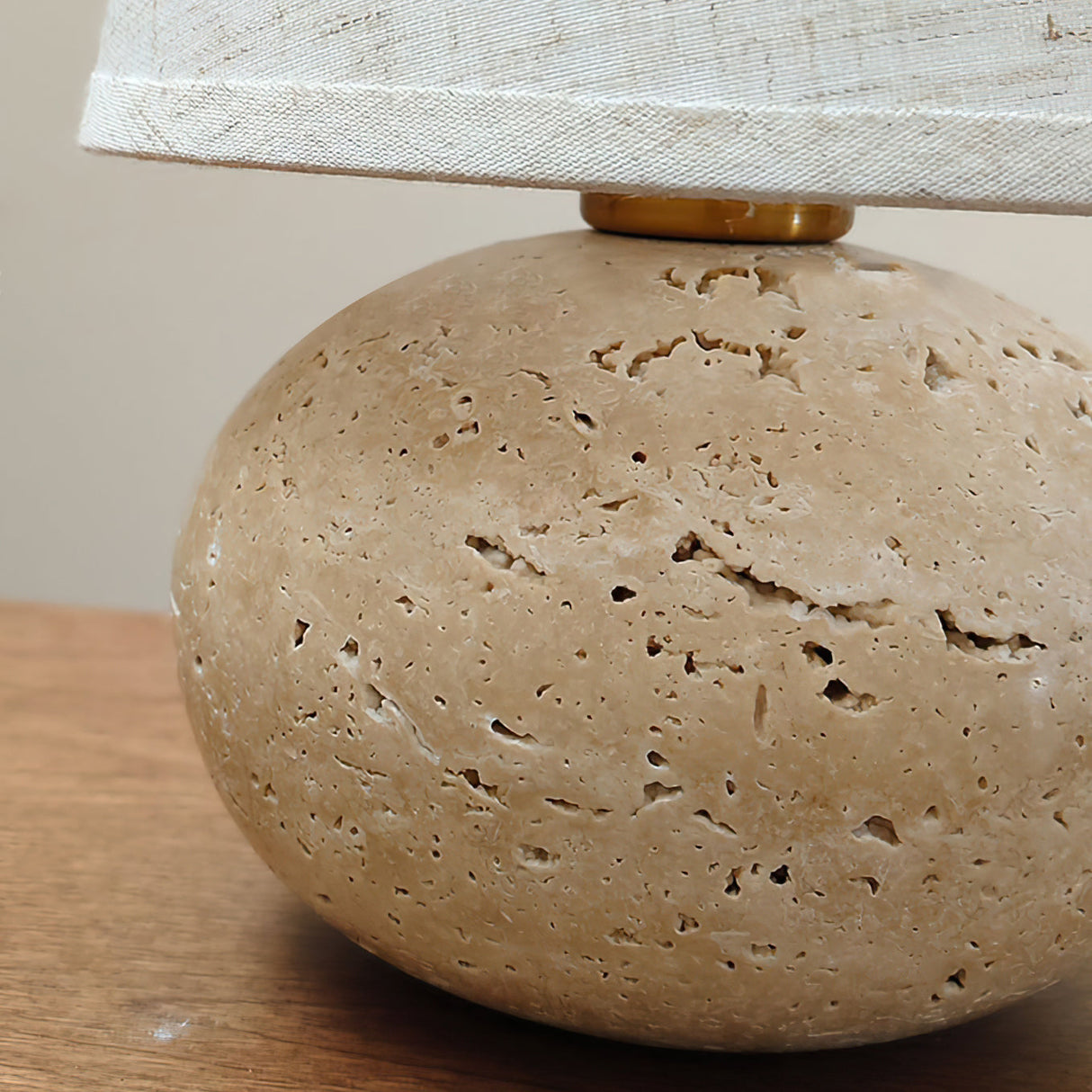 Travertine Table Lamp Natural Stone Base With Linen Shade - Product detail 9