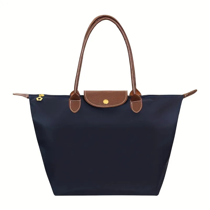 Classic Nylon Tote Bag  Brown Leather Trim With Gold Hardware - Product detail 11