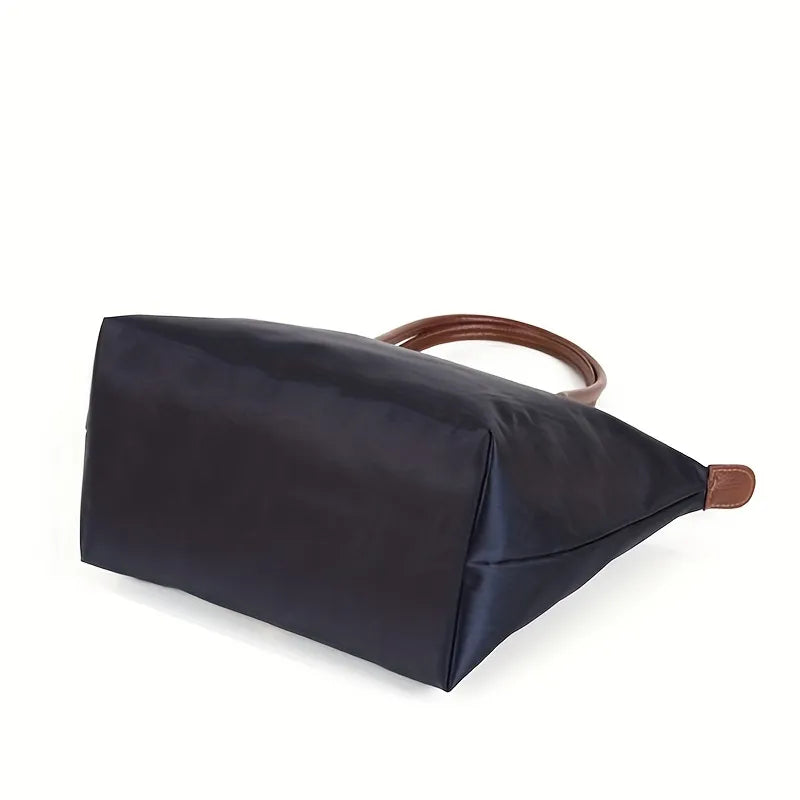 Classic Nylon Tote Bag  Brown Leather Trim With Gold Hardware - Product detail 8