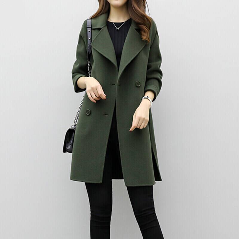 Classic Wool Blend Winter Coat Tailored Long Design - Product showcase