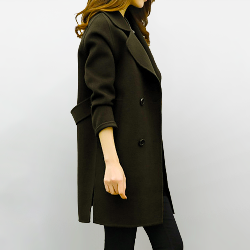 Classic Wool Blend Winter Coat Tailored Long Design - Product example