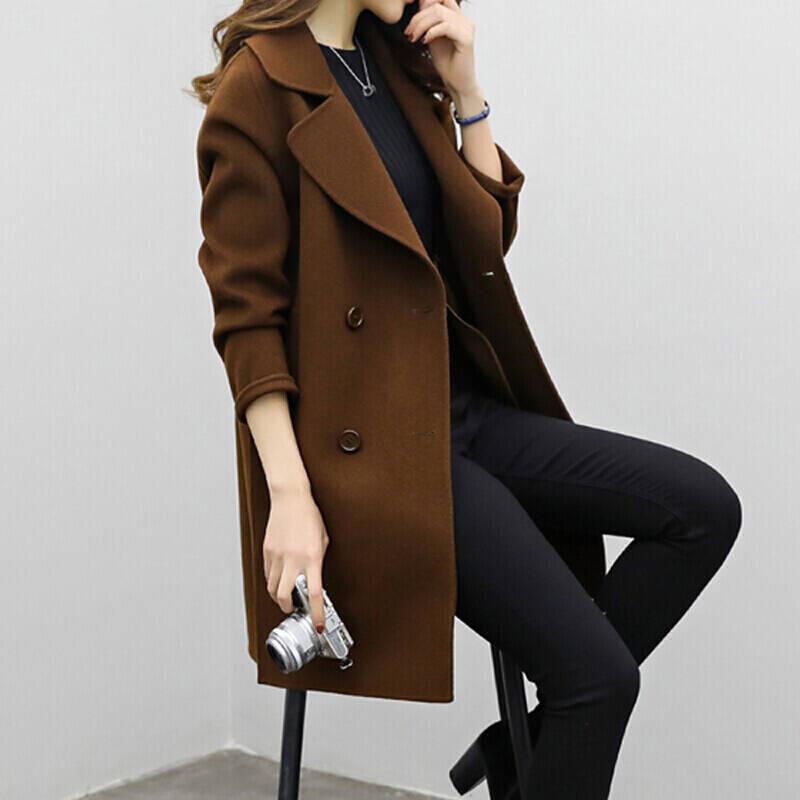 Classic Wool Blend Winter Coat Tailored Long Design - Product detail 4