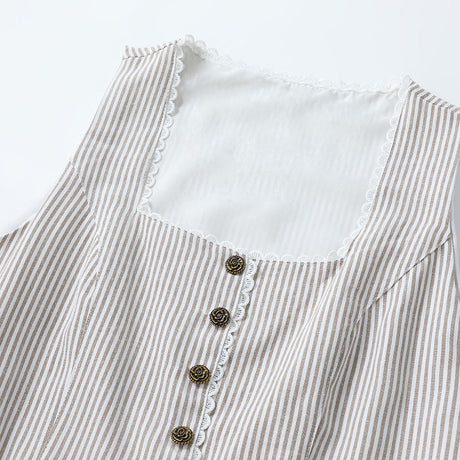 Traditional Dirndl Dress  Striped Bodice With Floral Skirt - Product detail 9