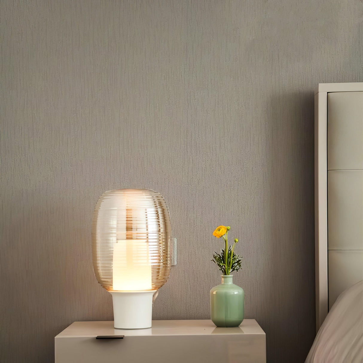 Modern Table Lamp Ribbed Glass Dome Design - Product detail 10