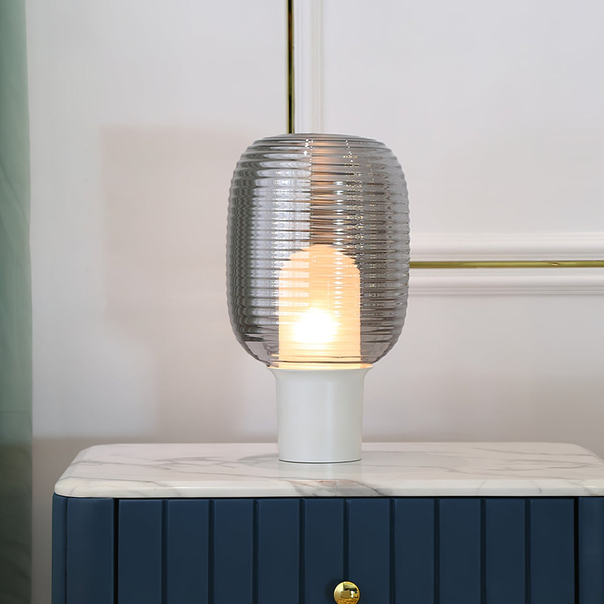 Modern Table Lamp Ribbed Glass Dome Design - Product detail 11