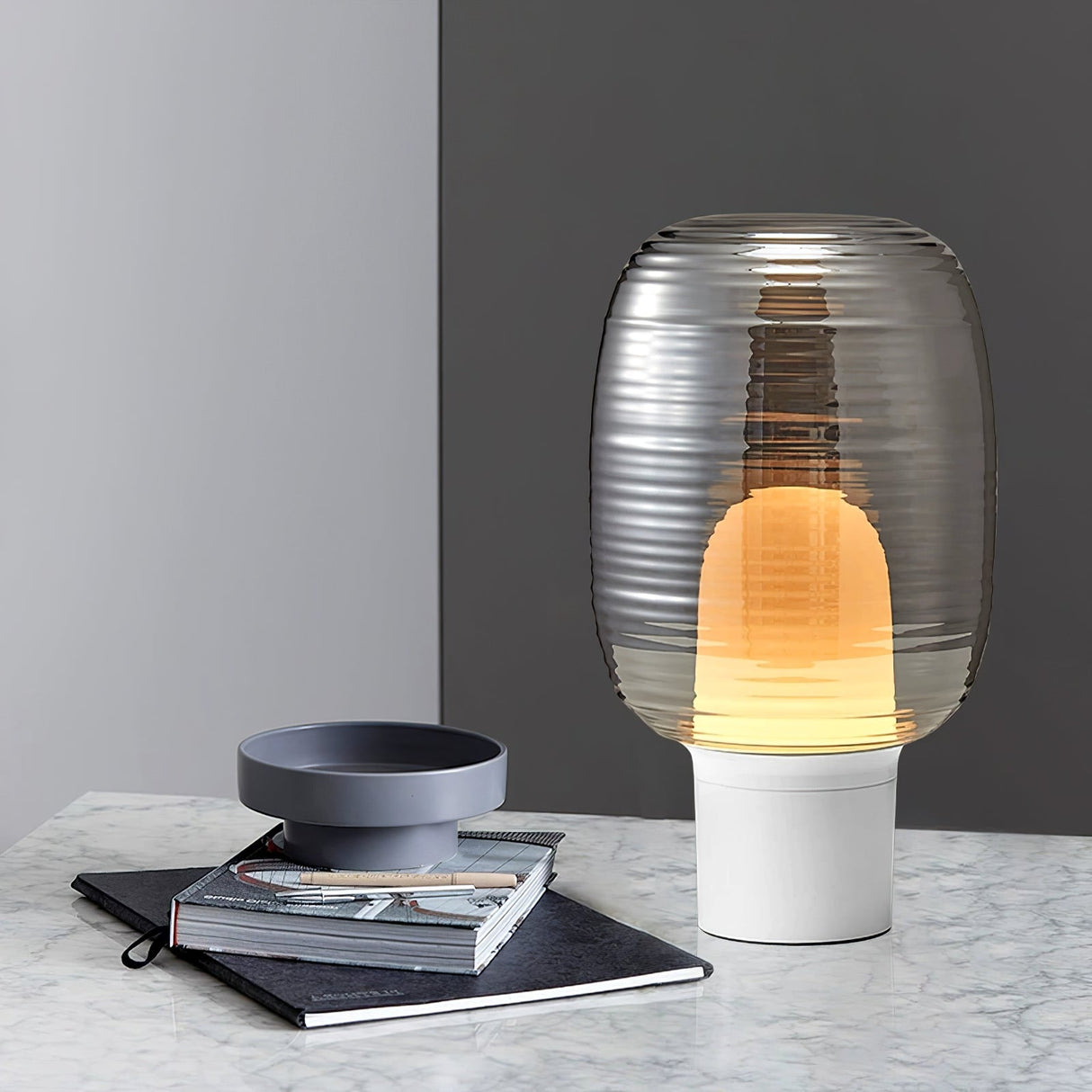 Modern Table Lamp Ribbed Glass Dome Design - Product detail 12