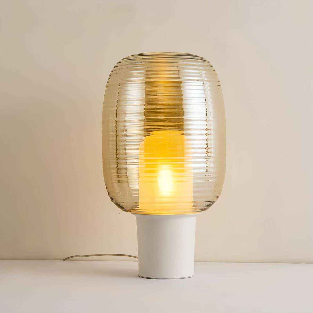 Modern Table Lamp Ribbed Glass Dome Design - Product detail 8