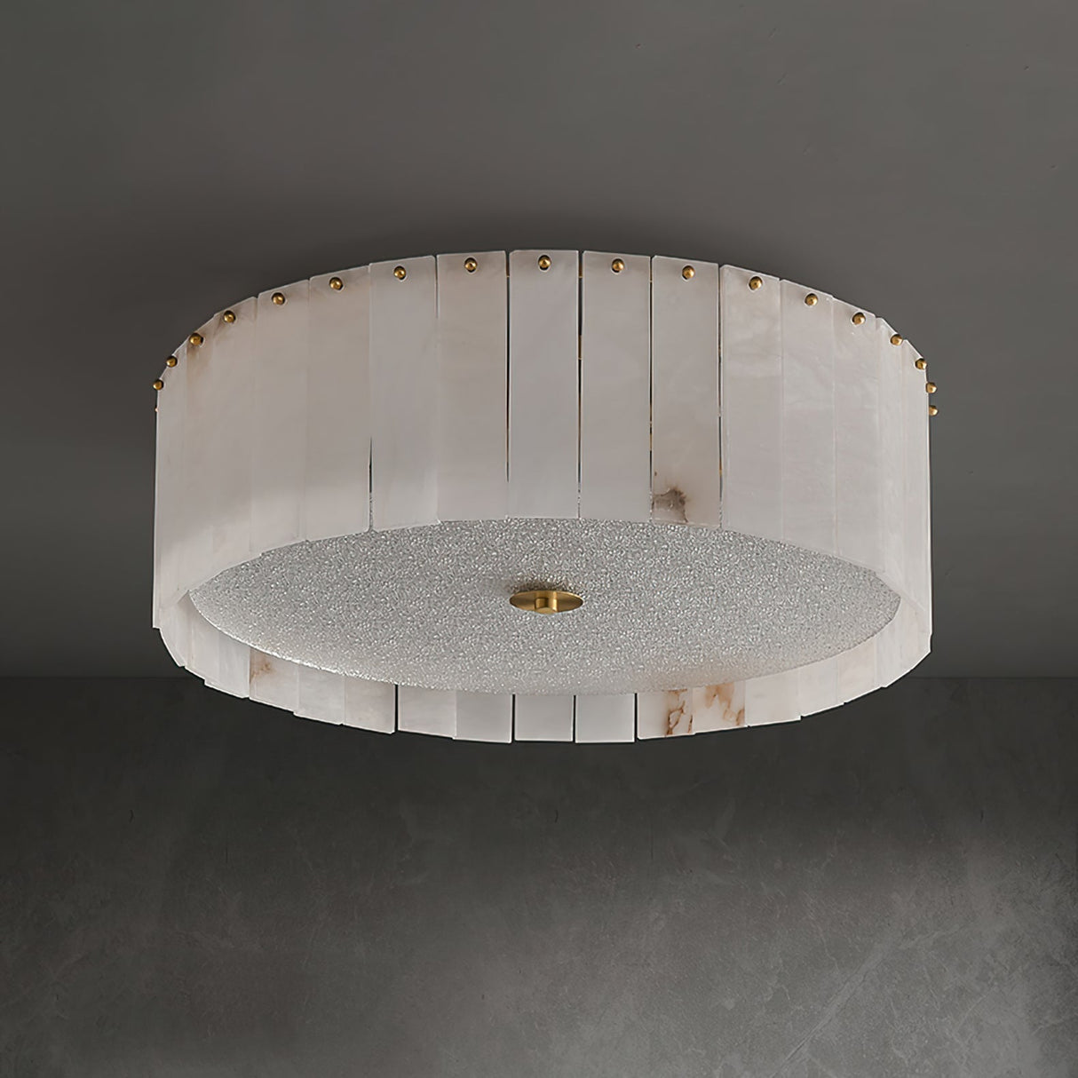 Alabaster Ceiling Light Natural Stone Panels with Brass Accents - Product example