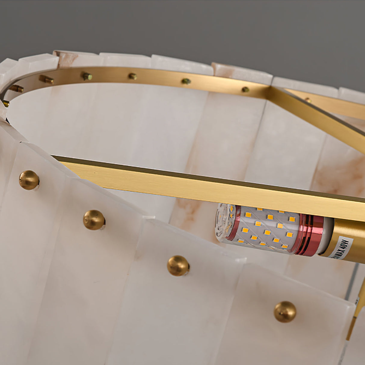 Alabaster Ceiling Light Natural Stone Panels with Brass Accents - Product detail 7