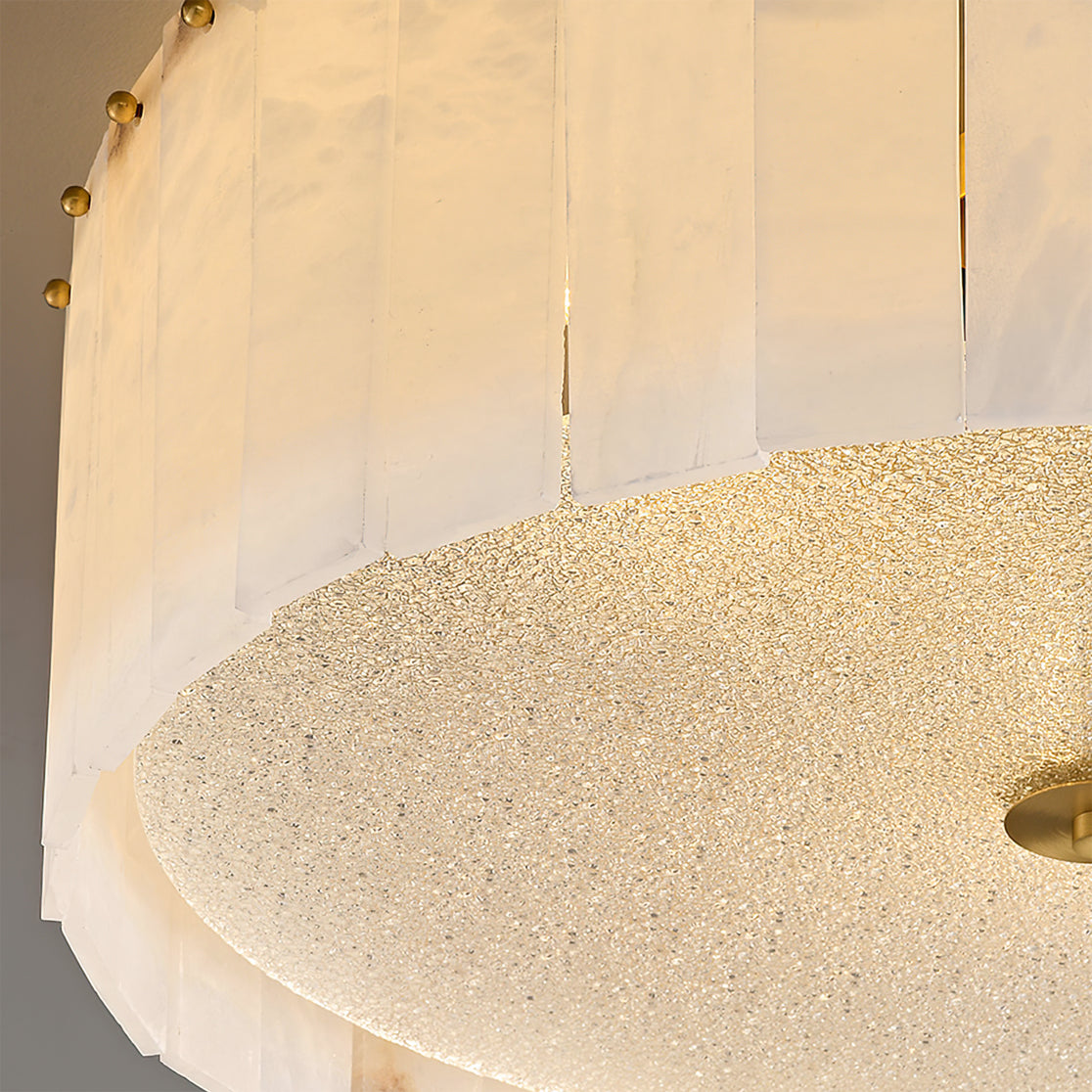 Alabaster Ceiling Light Natural Stone Panels with Brass Accents - Product detail 6