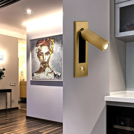 Modern Wall Sconce  Brushed Gold LED Reading Light - Product showcase