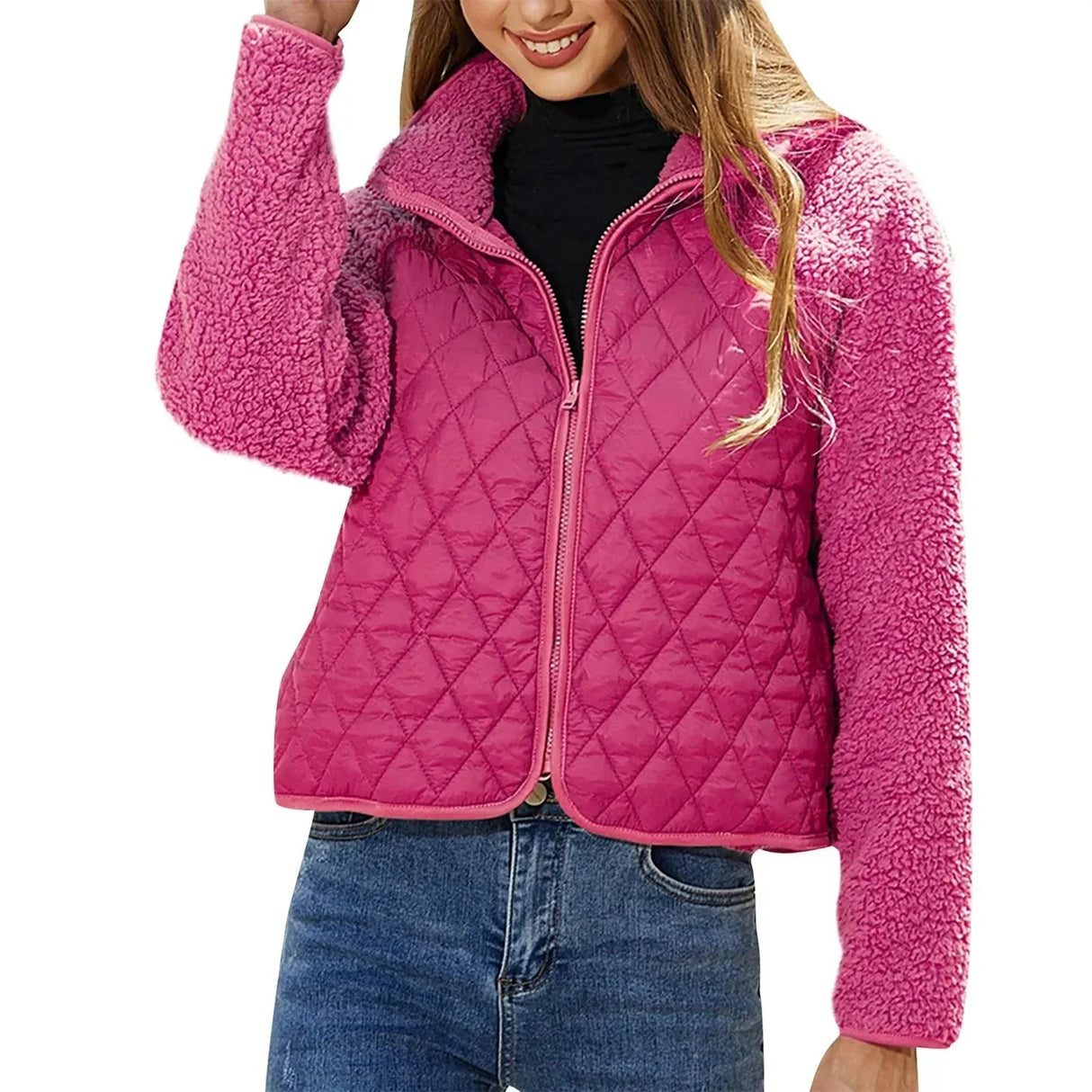 Quilted Winter Jacket Sherpa Sleeve Design - Product example
