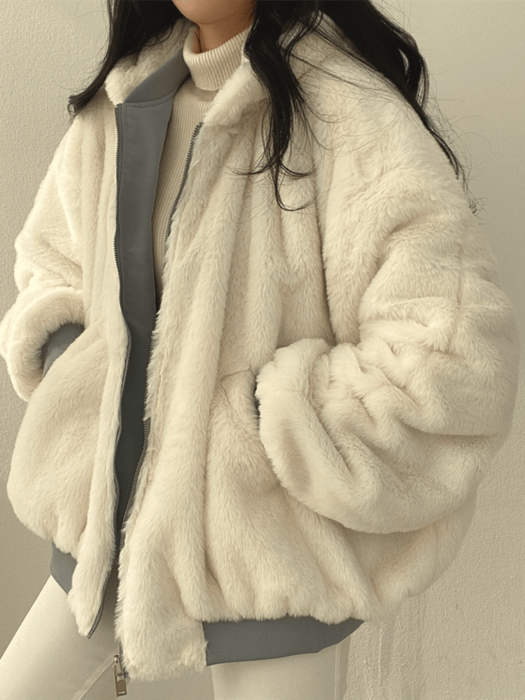 Oversized Winter Jacket Sherpa Lined Bomber Style - Product example