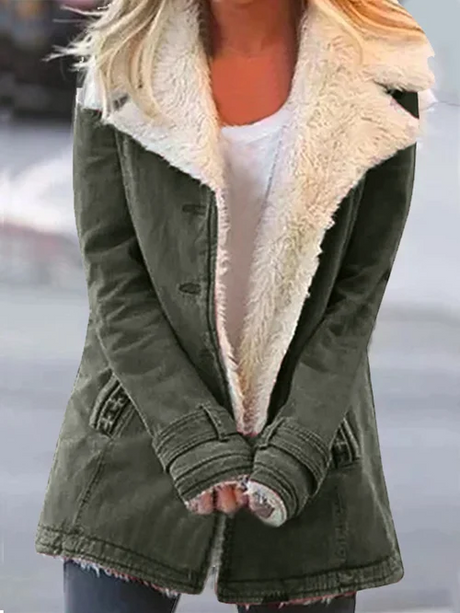 Sherpa Lined Winter Coat  Mint Green Cotton Canvas - Product detail 4