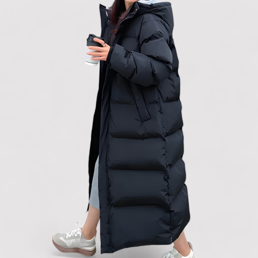 Winter Long Puffer Coat Full-Length Waterproof Design - Detailed view