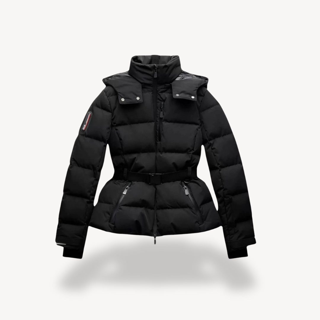 Winter Down Jacket Belted Waterproof Quilted Design - Product showcase