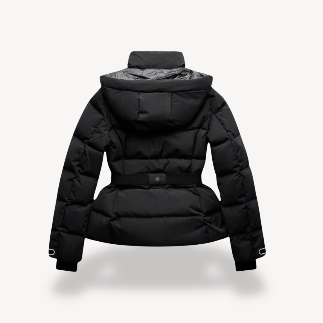 Winter Down Jacket Belted Waterproof Quilted Design - Detailed view