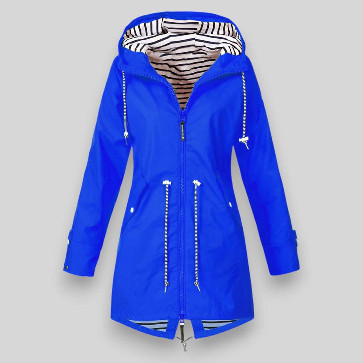 Waterproof Rain Coat Navy Hooded Drawstring Design - Product detail 5