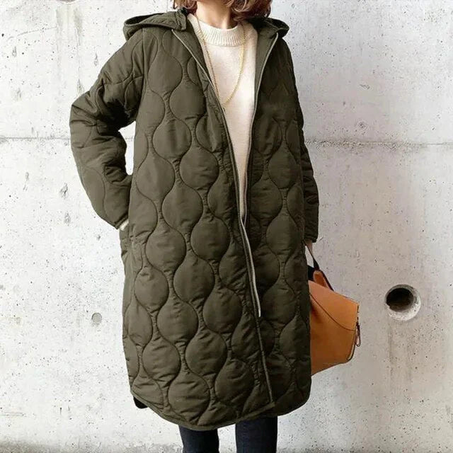 Quilted Winter Coat Longline Hooded Puffer Design - Product example