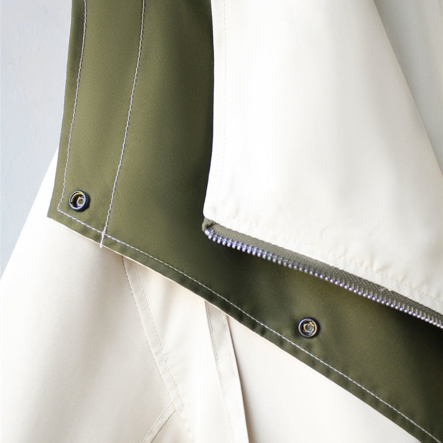 Waterproof Trench Coat Two-Tone Layered Design - Detailed view