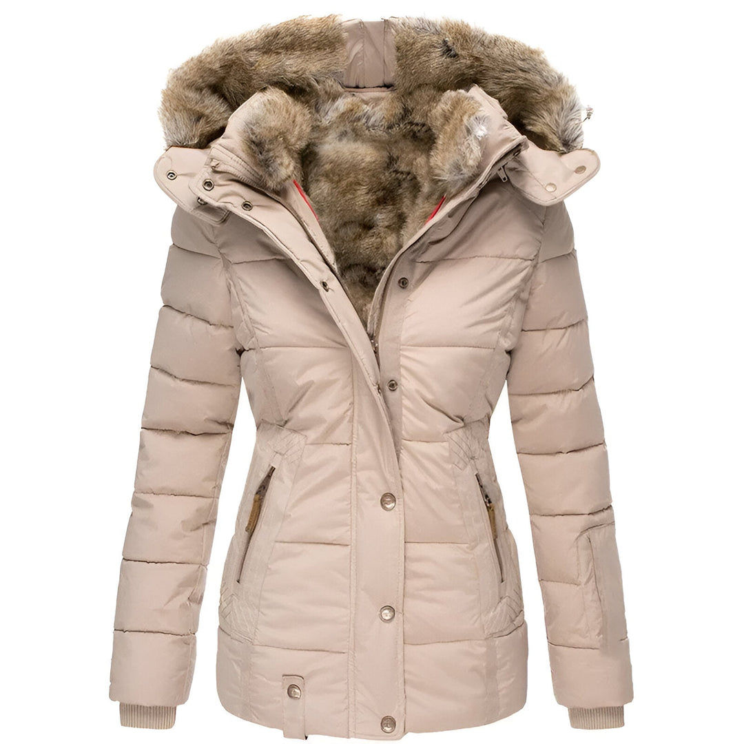 Winter Puffer Jacket Quilted Hooded Design With Faux Fur Trim - Product detail 5