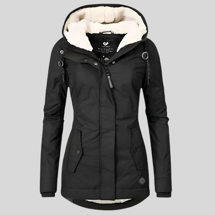 Waterproof Womens Jacket Fleece Lined Rain Protection - Detailed view