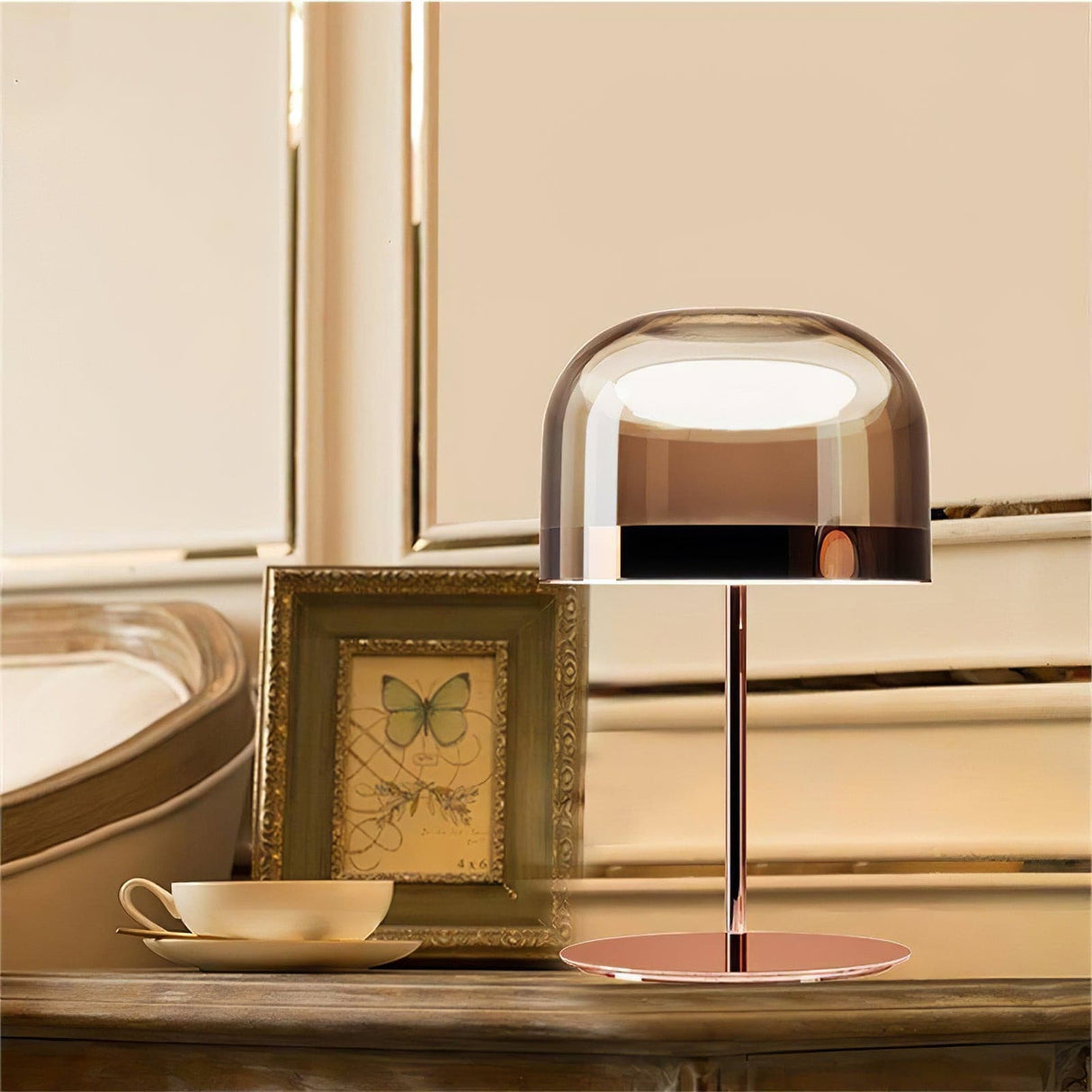 Modern LED Table Lamp Glass Dome with Copper Finish - Product detail 8