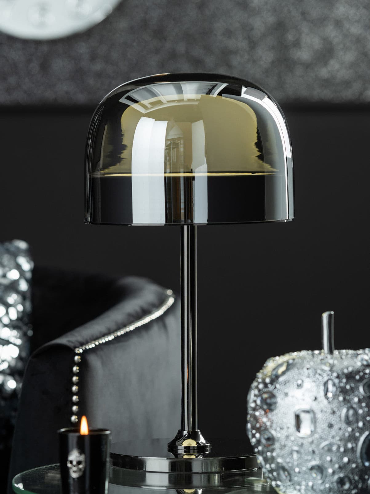 Modern LED Table Lamp Glass Dome with Copper Finish - Product detail 10
