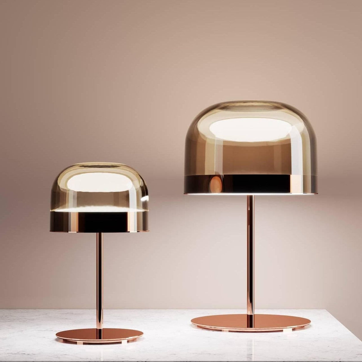Modern LED Table Lamp Glass Dome with Copper Finish - Product example