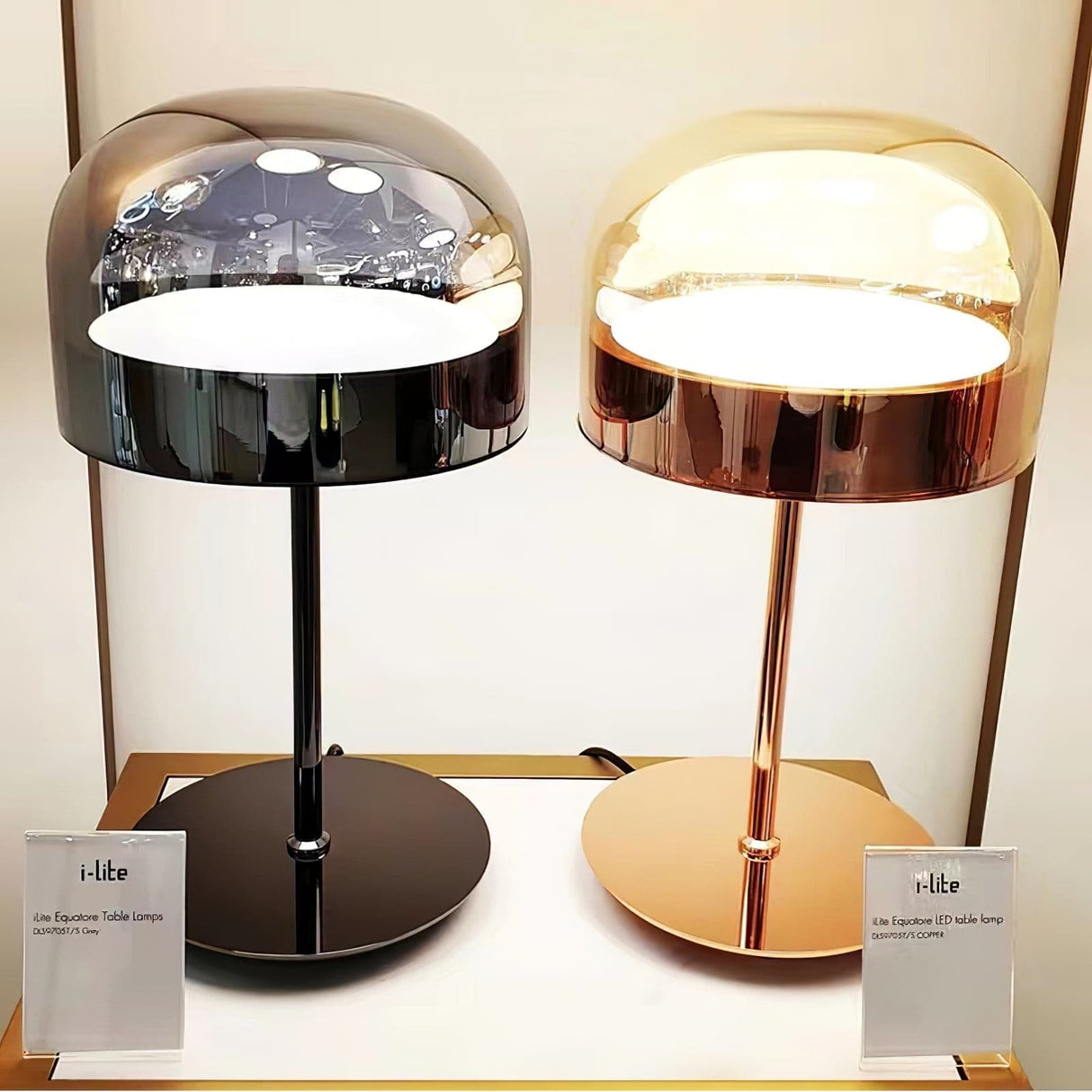 Modern LED Table Lamp Glass Dome with Copper Finish - Product detail 40