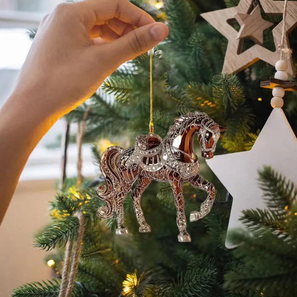 Vintage Horse Christmas Ornament Jeweled Acrylic Tree Decoration - Product example