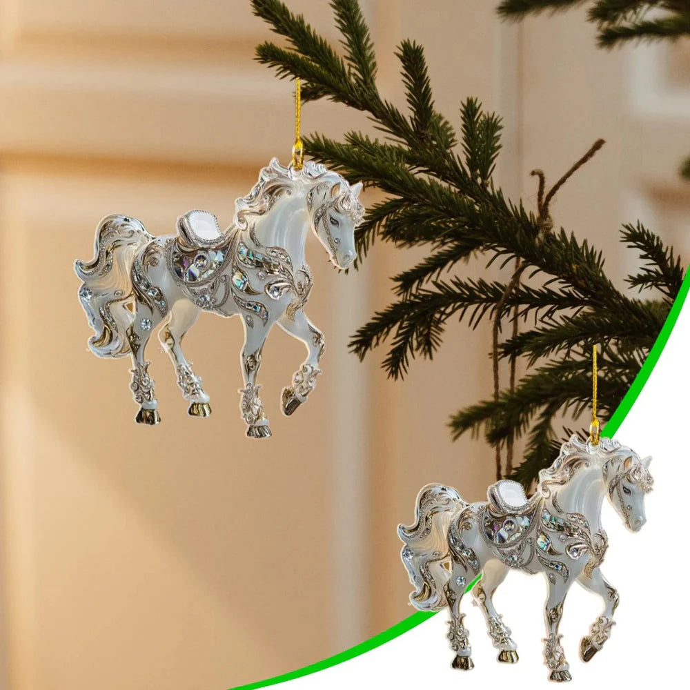 Vintage Horse Christmas Ornament Jeweled Acrylic Tree Decoration - Product detail 4