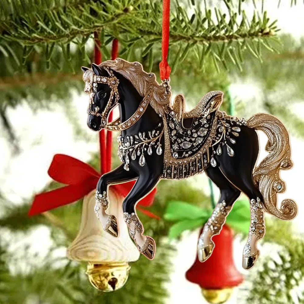 Vintage Horse Christmas Ornament Jeweled Acrylic Tree Decoration - Product detail 5