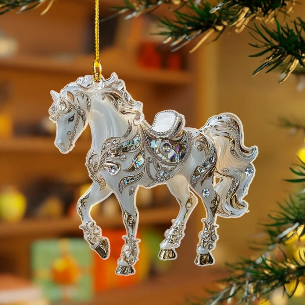 Vintage Horse Christmas Ornament Jeweled Acrylic Tree Decoration - Product detail 8