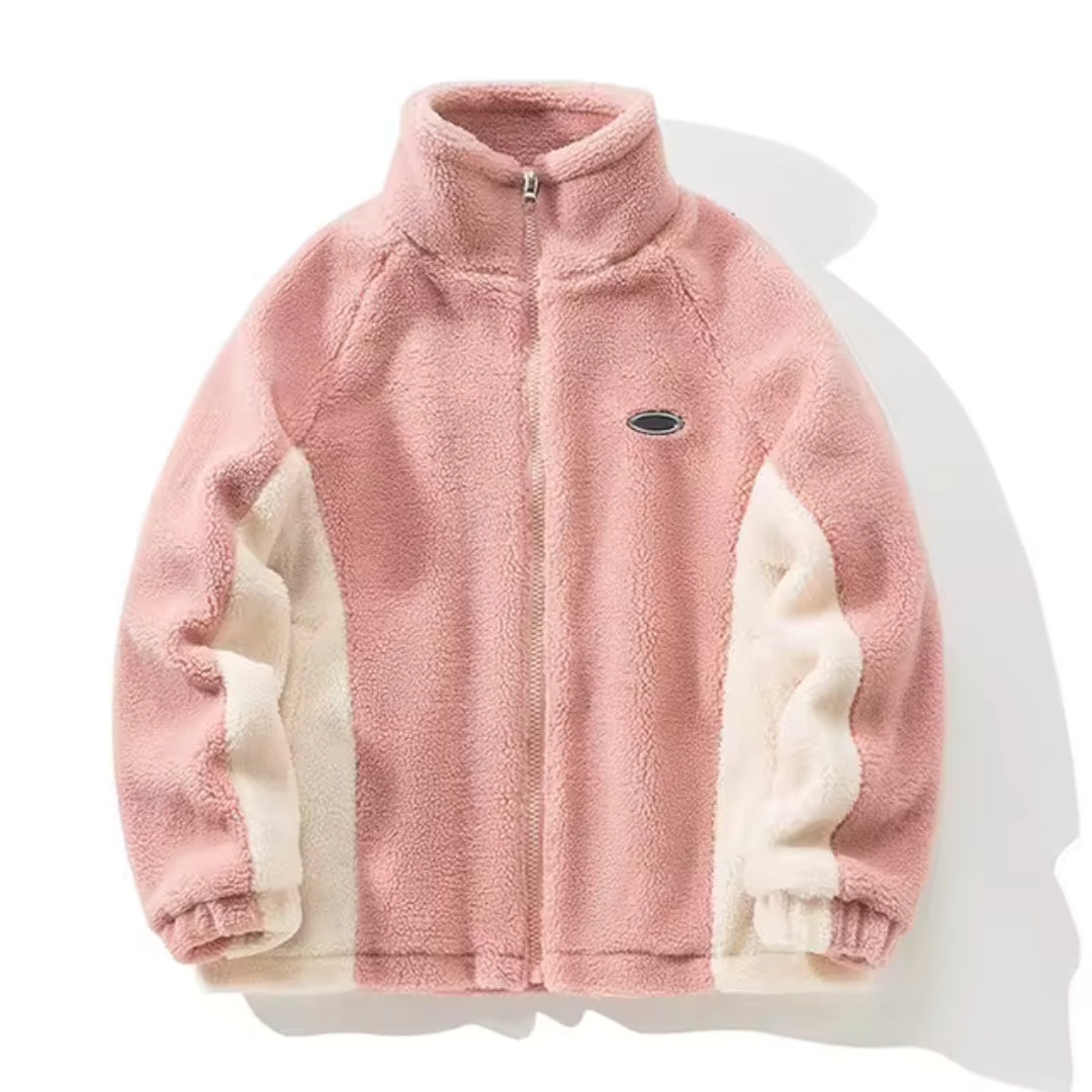 Modern Fleece Jacket Monochrome Color Block Design - Product detail 7