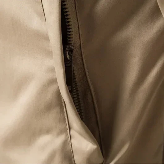 Classic Bomber Jacket Navy Cotton Blend With Striped Ribbing - Product detail 7