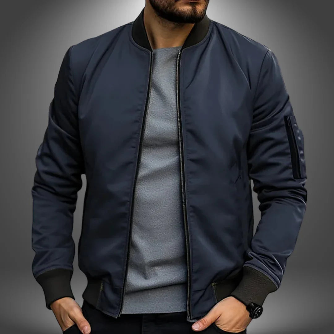Modern Mens Bomber Jacket Slim Fit Windbreaker Design - Product showcase