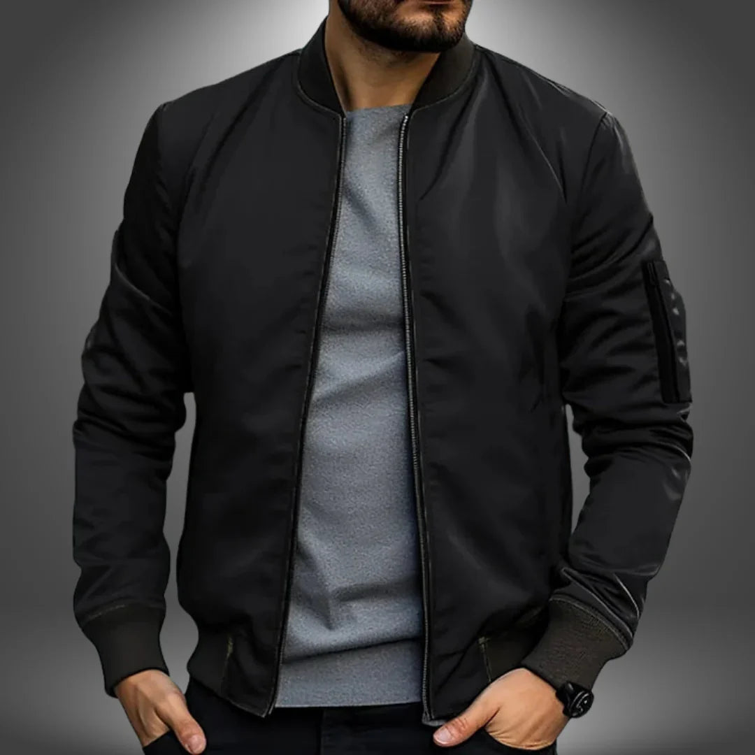Modern Mens Bomber Jacket Slim Fit Windbreaker Design - Detailed view