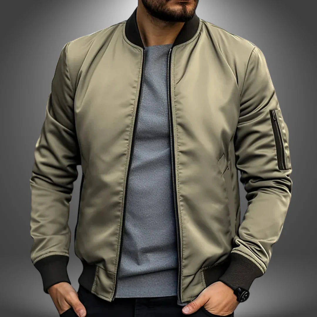 Modern Mens Bomber Jacket Slim Fit Windbreaker Design - Product example