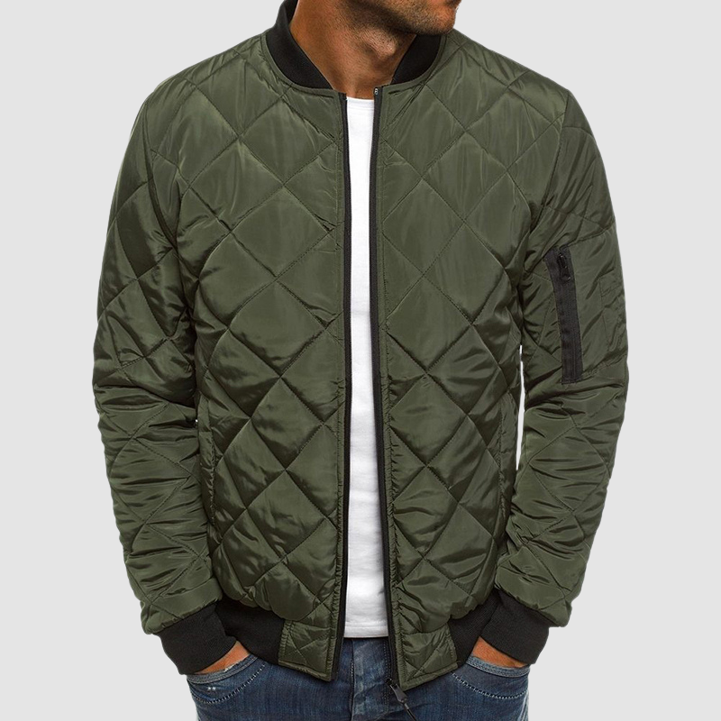 Quilted Bomber Jacket Diamond Stitch Design - Product detail 4